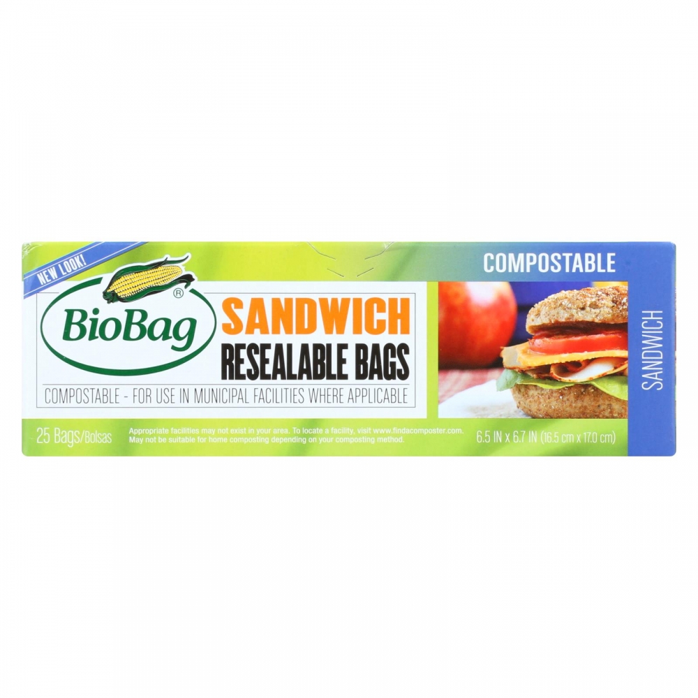 BioBag - Resealable Sandwich Bags - 12개 묶음상품 - 25 Count