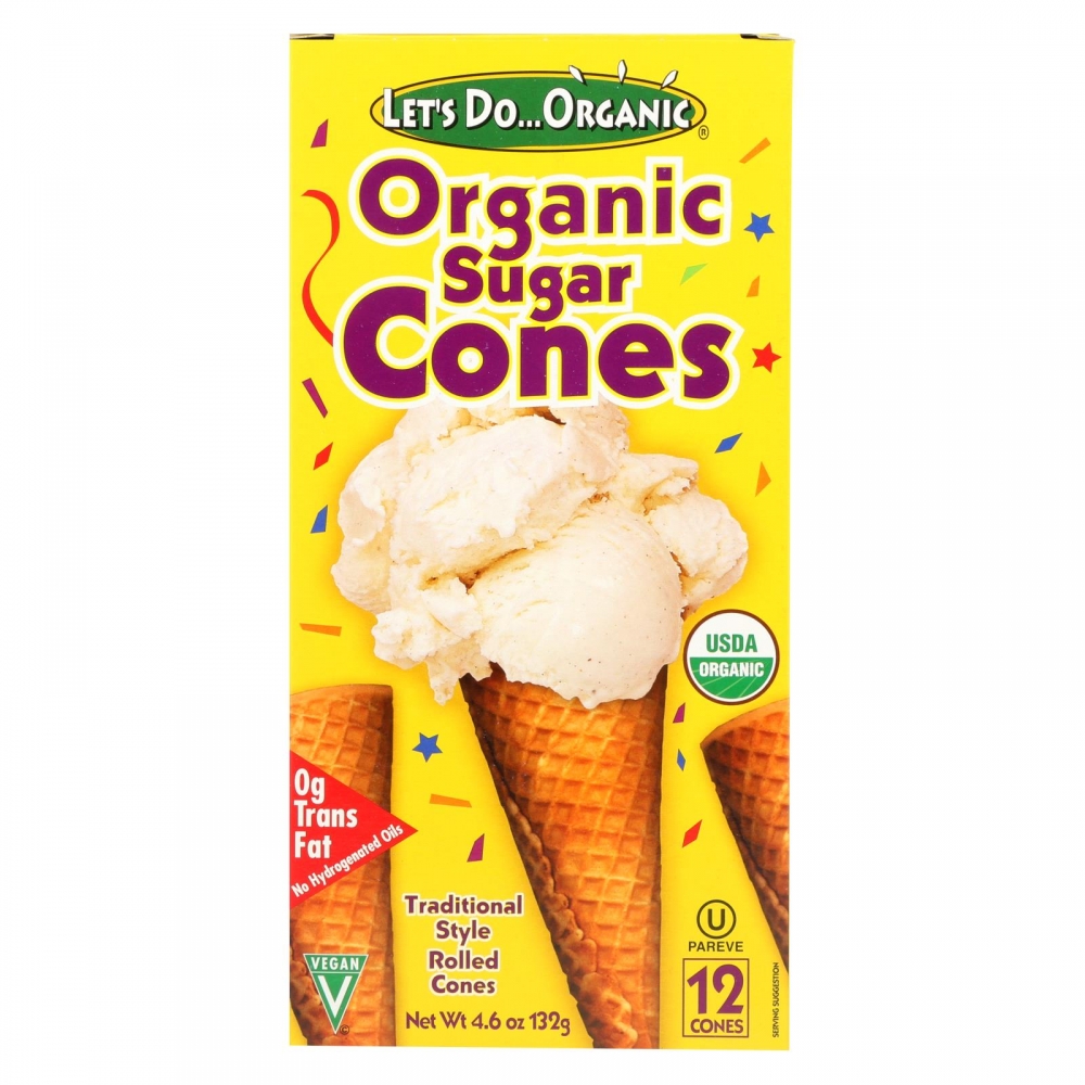 Let's Do Organics Ice Cream Cones - Sugar - 12개 묶음상품 - 4.6 oz.