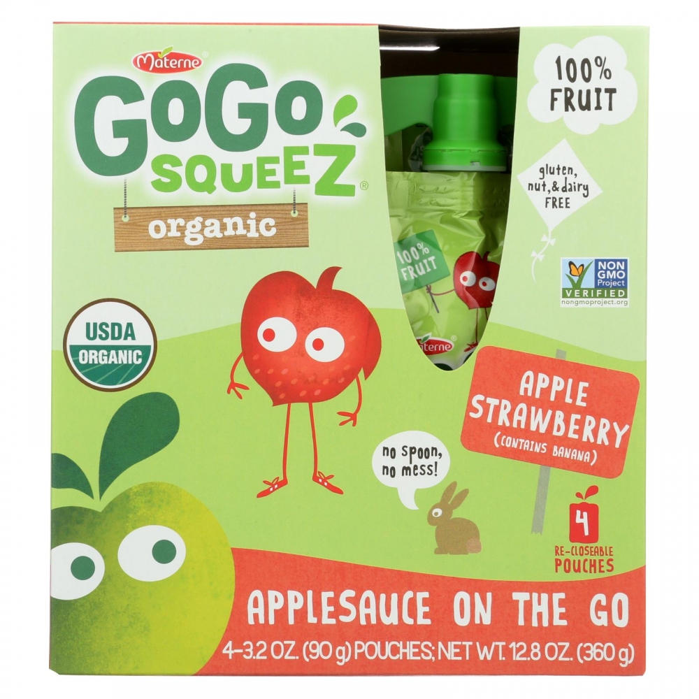 GoGo Squeeze Applesauce - Apple strawberry - 12개 묶음상품 - 3.2 oz.