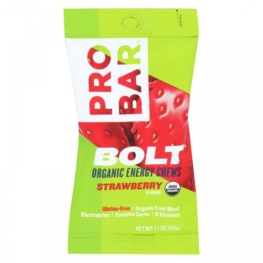 Probar Bolt Energy Chews - Organic Strawberry - 2.1 oz - 12개 묶음상품