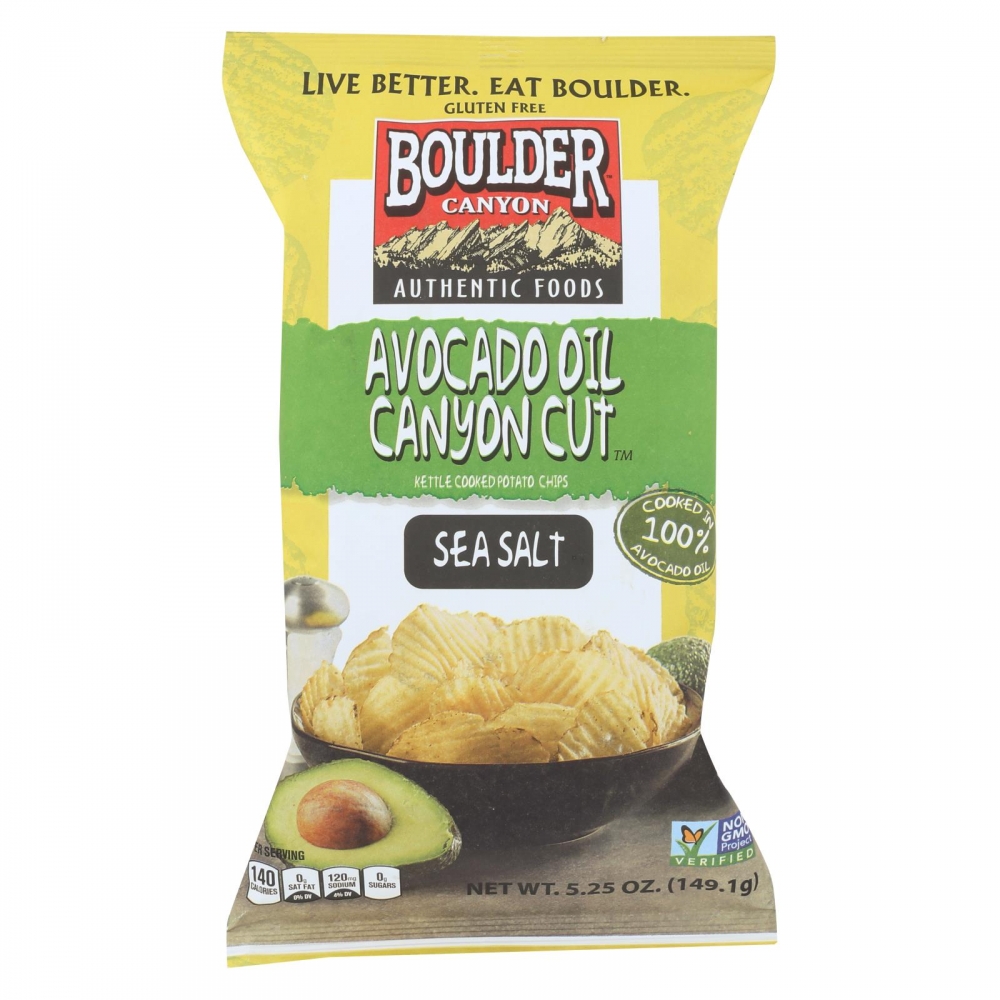 Boulder Canyon - Avocado Oil Canyon Cut Potato Chips - Sea Salt - 12개 묶음상품 - 5.25 oz.