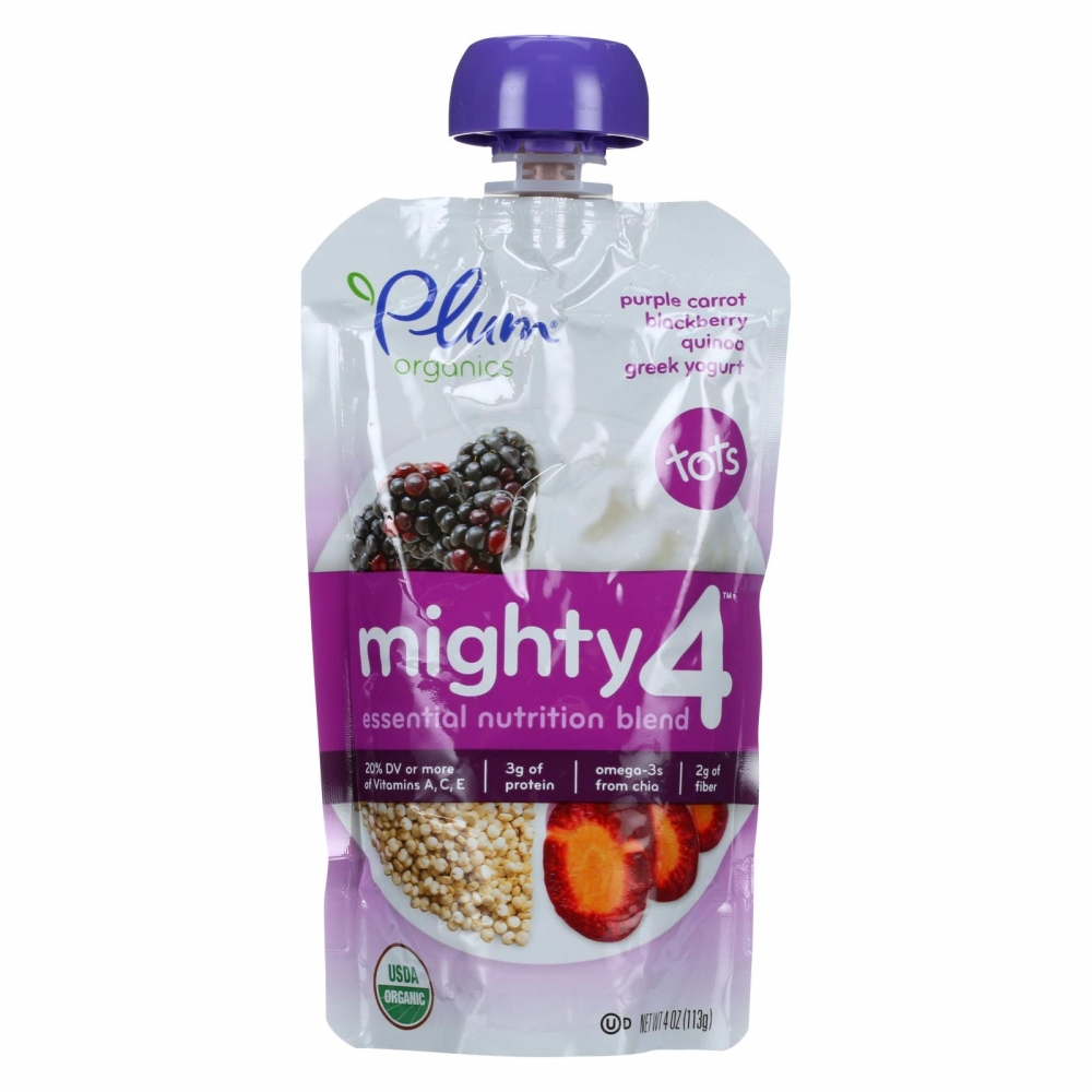 Plum Organics Essential Nutrition Blend - Mighty 4 - Purple Carrot Blackberry Quinoa Greek Yogurt - 4 oz - 6개 묶음상품