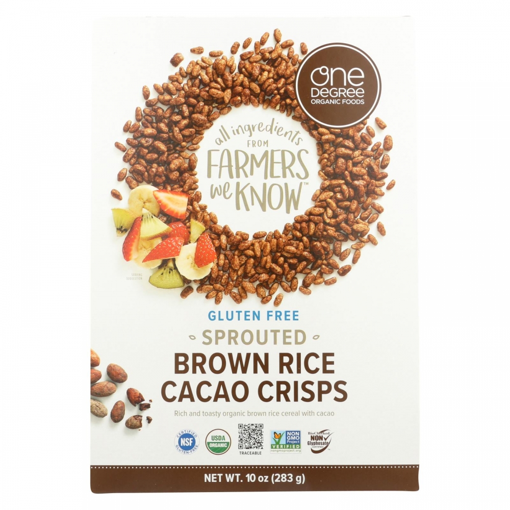 One Degree Organic Foods Sprouted Brown Rice - Cacao Crisps - 6개 묶음상품 - 10 oz.