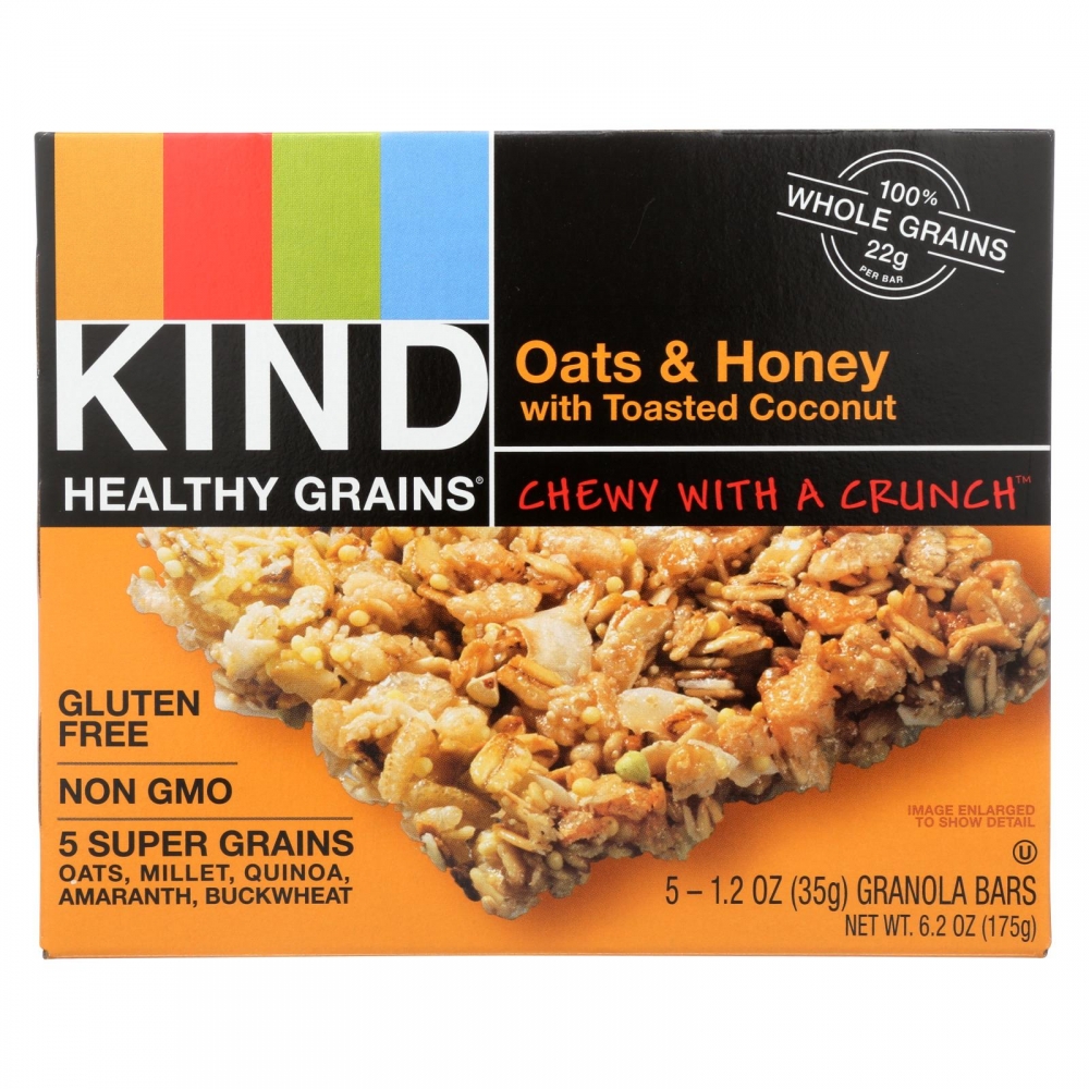 Kind Bar - Granola - Healthy Grains - Oats and Honey with Toasted Coconut - 1.2 oz - 5 Count - 8개 묶음상품