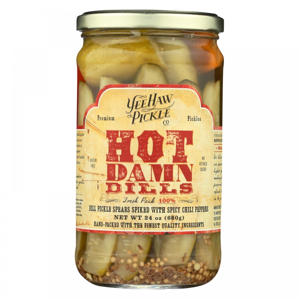 Yee-Haw Pickle Dills Pickle - Hot Damn - 6개 묶음상품 - 24 oz.