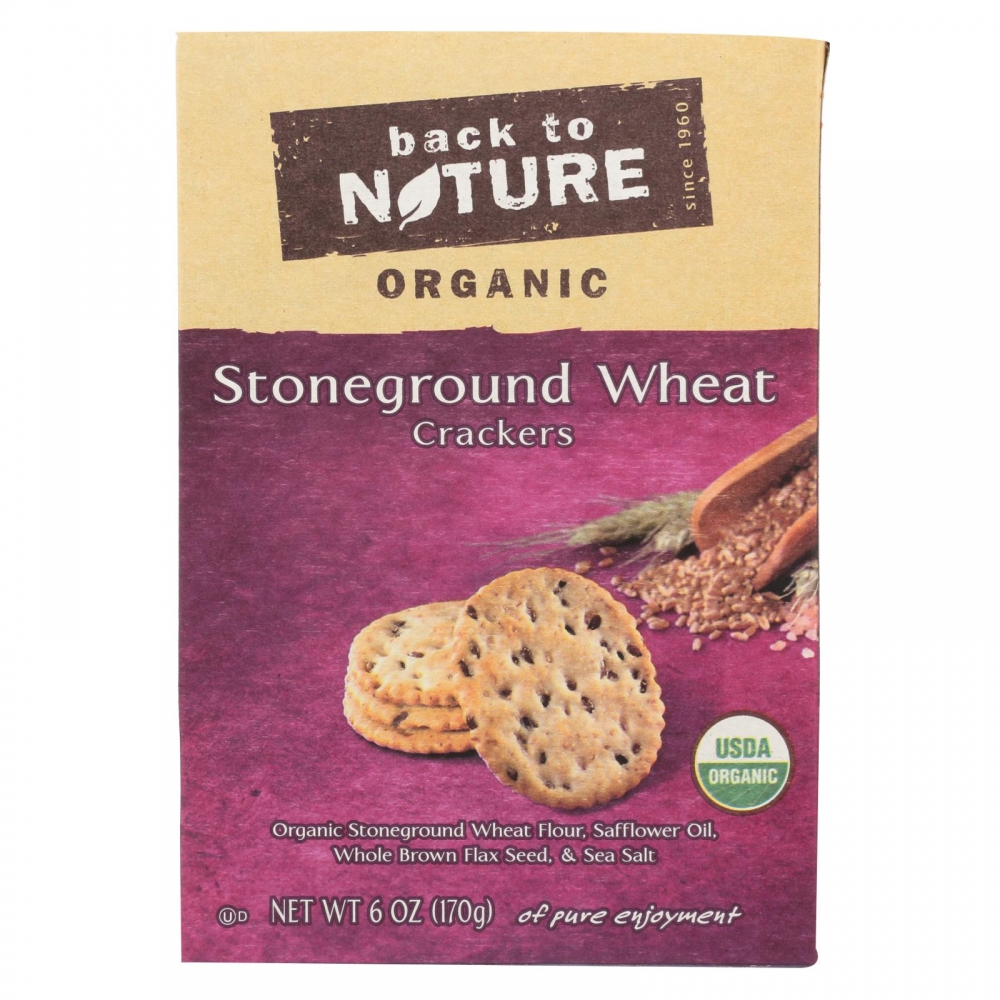 Back To Nature Crackers - Organic Stoneground Wheat - 6개 묶음상품 - 6 oz.
