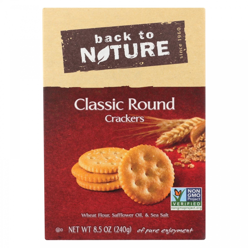 Back To Nature Classic Round Crackers - Safflower Oil and Sea Salt - 6개 묶음상품 - 8.5 oz.