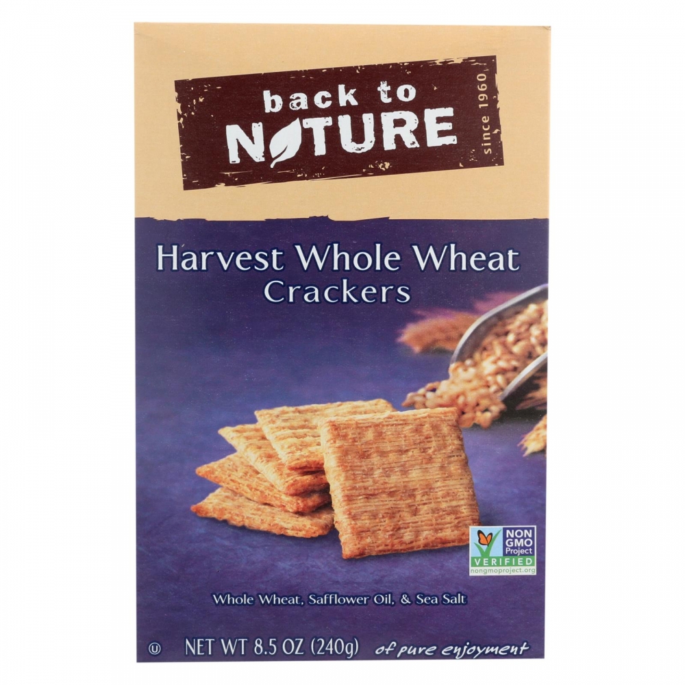 Back To Nature Harvest Whole Wheat Crackers - Whole Wheat Safflower Oil and Sea Salt - 12개 묶음상품 - 8.5 oz.