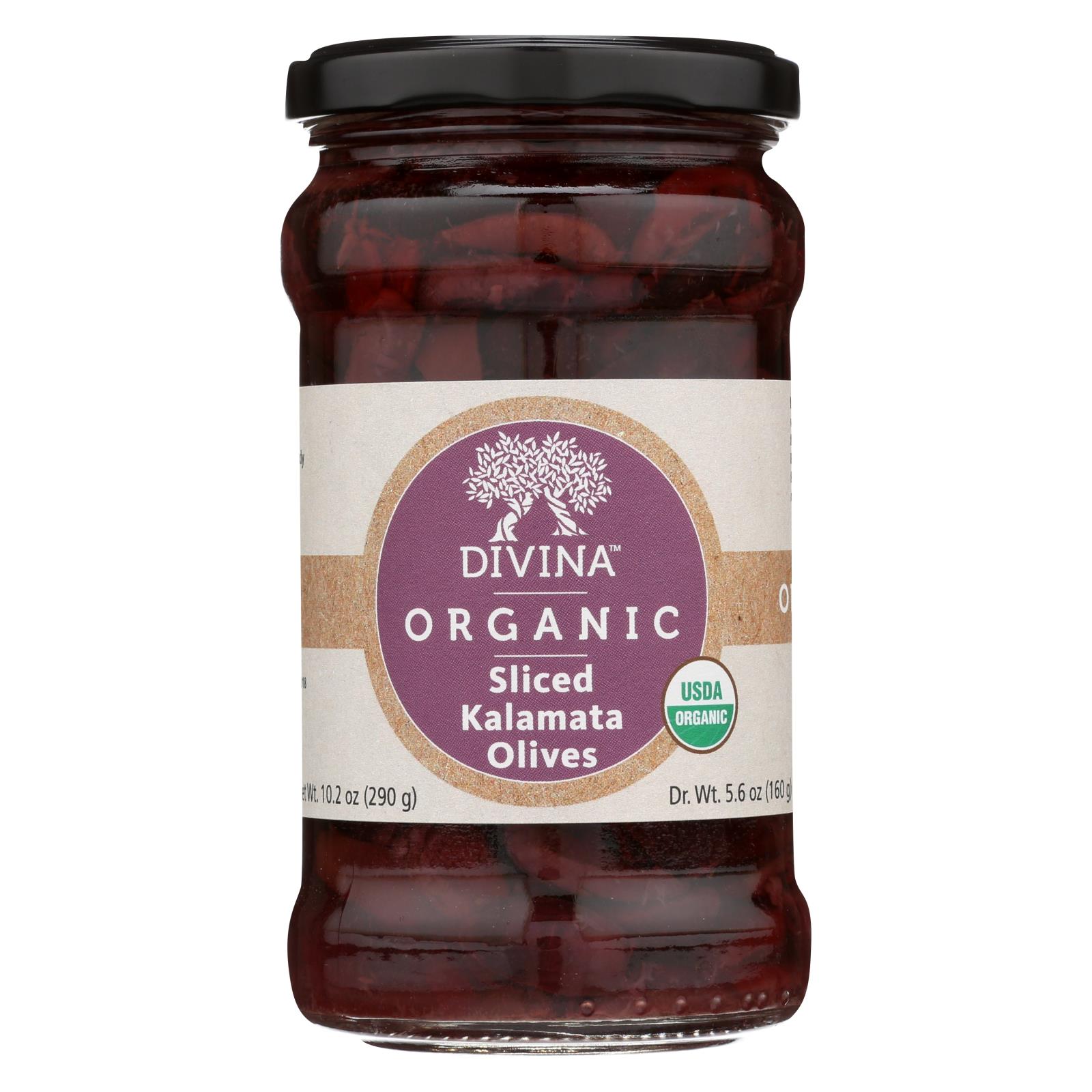 Divina - Organic Olives - Kalamata Sliced - 6개 묶음상품 - 5.6 oz.