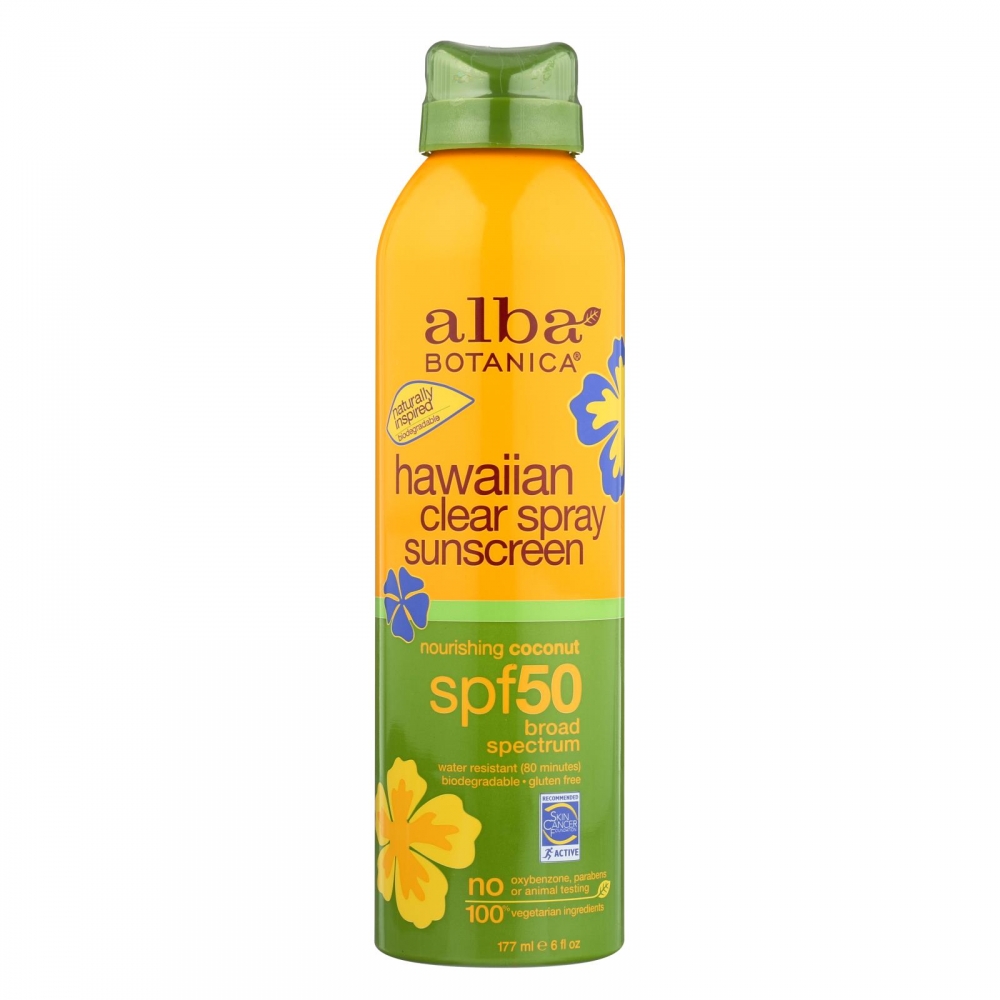 Alba Botanica Sunscreen - Hawaiian - Clear Spray SPF 50 - Nourishing Coconut - 6 oz