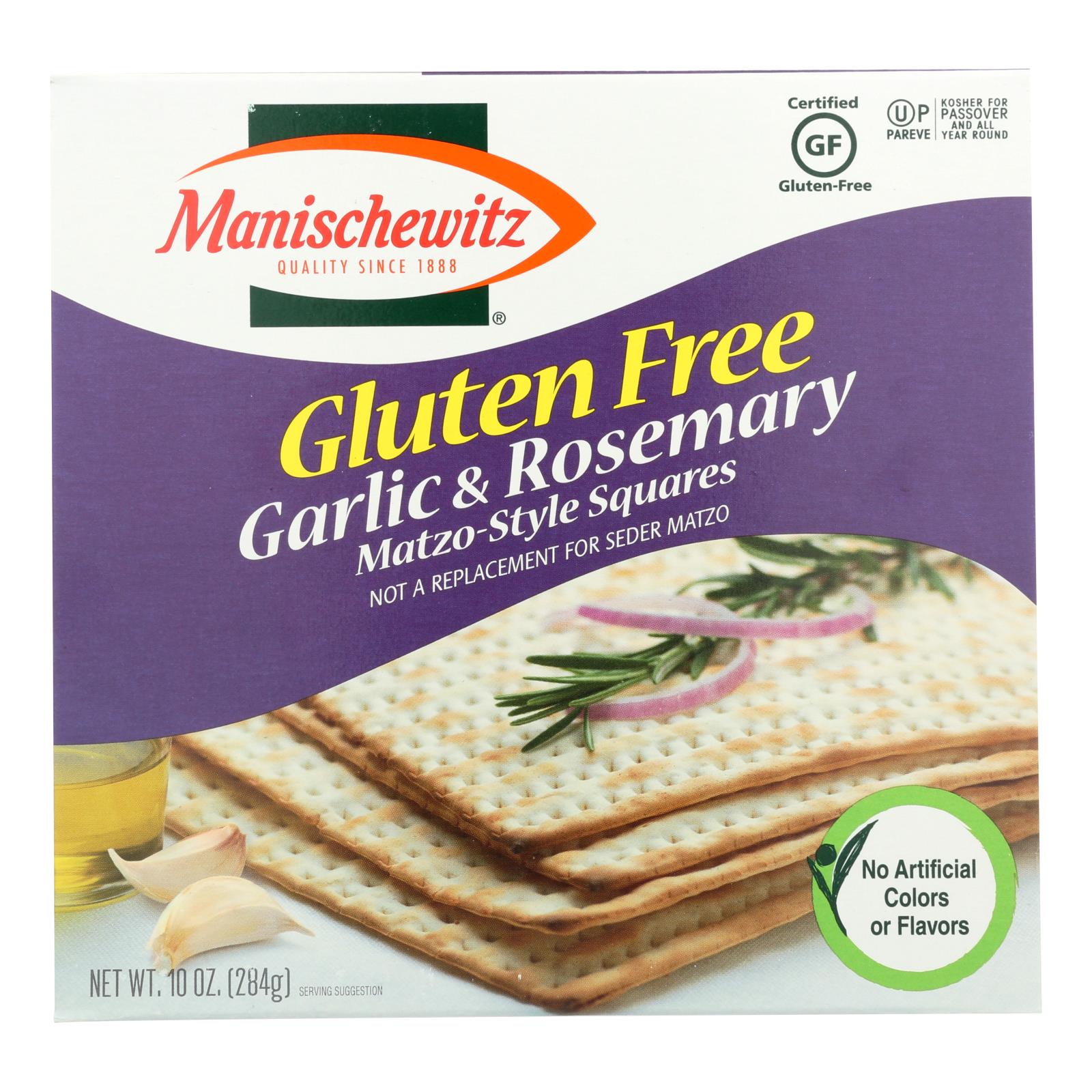 Manischewitz Garlic Rosemary Gluten Free Matzo Style Squares - 12개 묶음상품 - 10 OZ