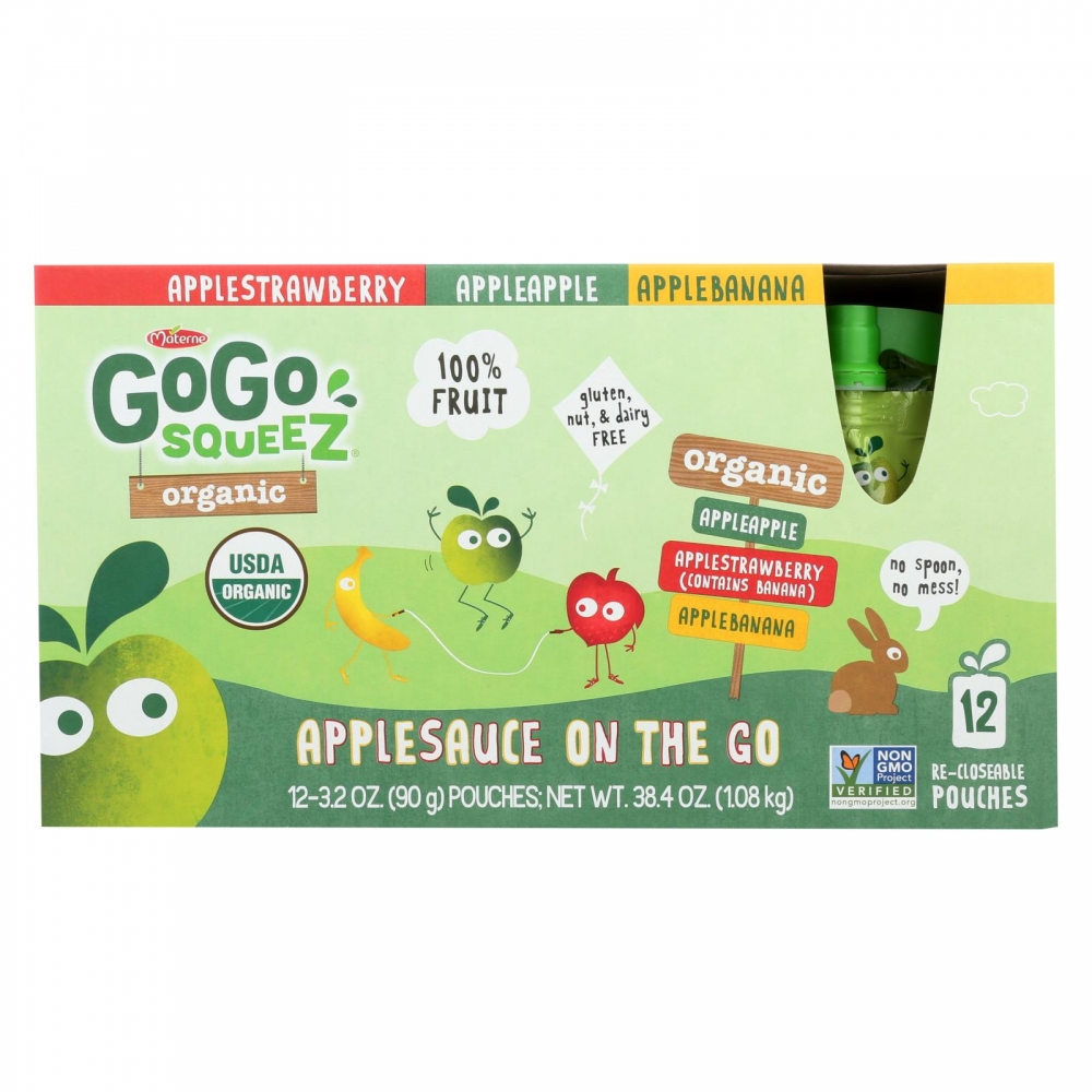 Gogo Squeez Gogo - Applesauce - Organic - Variety - 6개 묶음상품 - 12/3.2oz