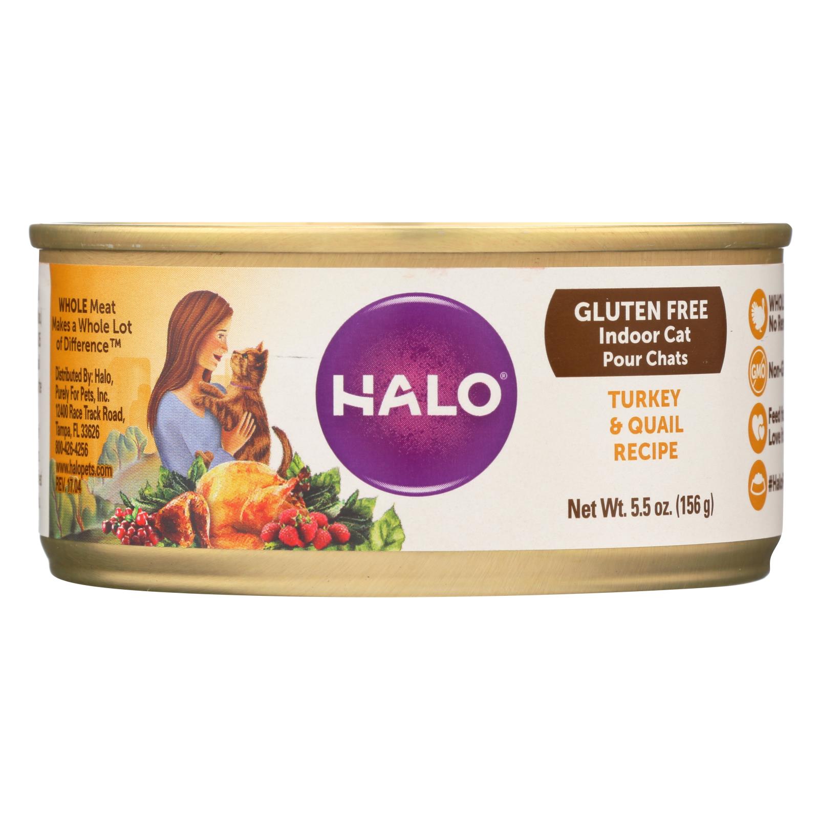 Halo Gluten-Free Indoor Cat Turkey & Quail Recipe - 12개 묶음상품 - 5.5 OZ