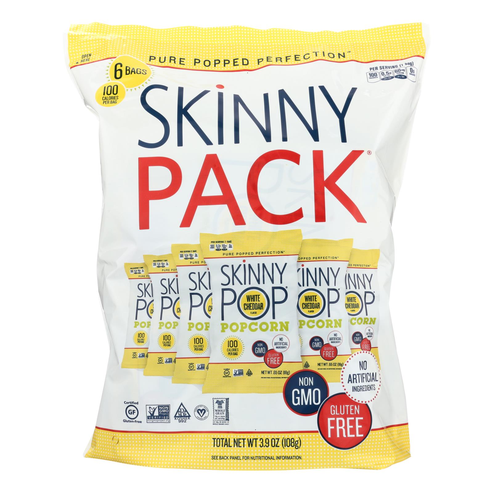 Skinnypop Popcorn Skinny Pop - White Cheddar - 10개 묶음상품 - 0.65 oz.