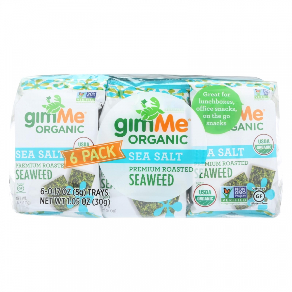 Gimme Seaweed Snacks Organic Roasted Seaweed Snack - Sea Salt - 8개 묶음상품 - 6/.17 oz