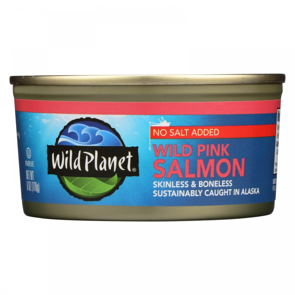 Wild Planet Wild Alaskan Pink Salmon - No Salt Added - 12개 묶음상품 - 6 oz.