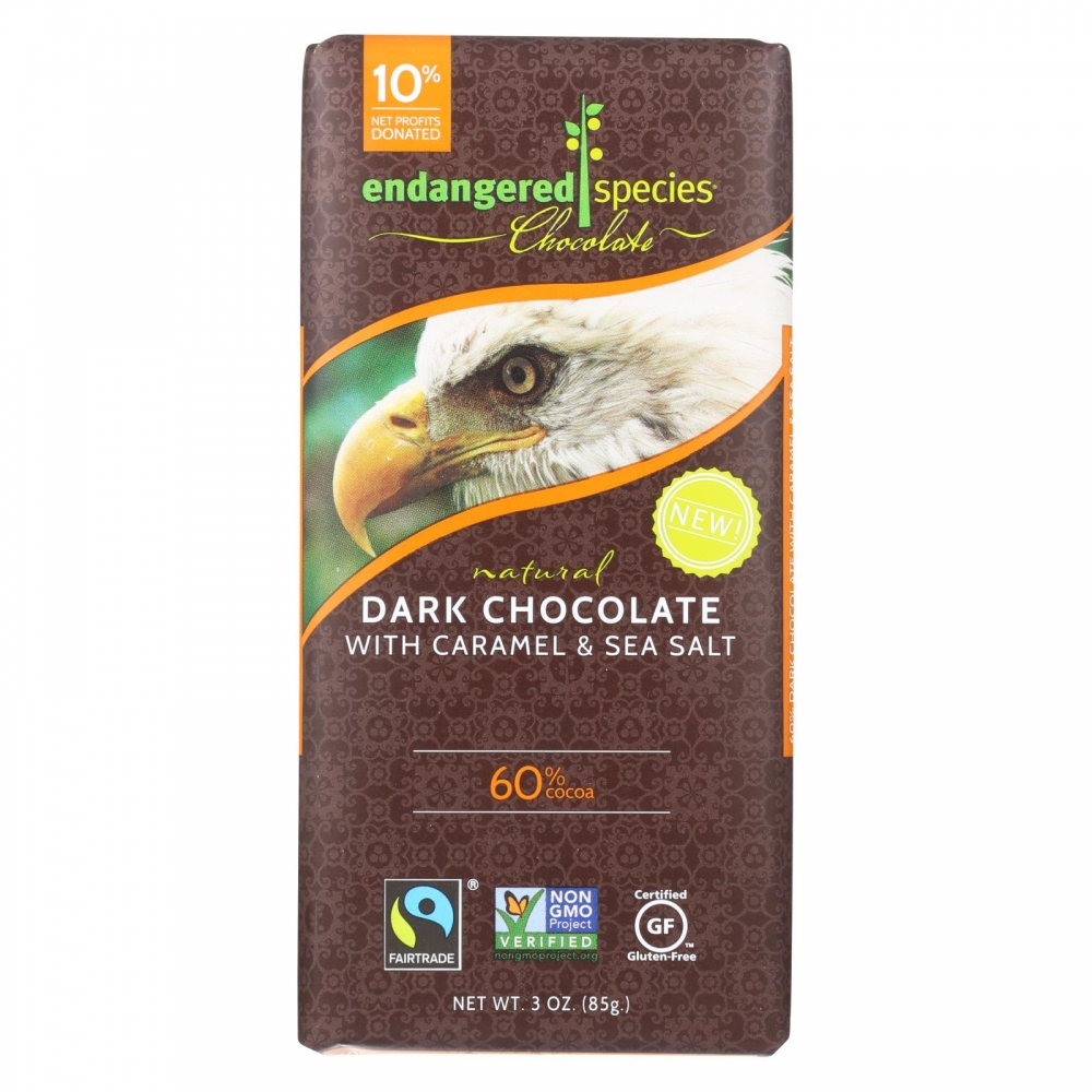 Endangered Species Chocolate Bar - Dark Chocolate - Caramel - Sea Salt - 3 oz - 12개 묶음상품