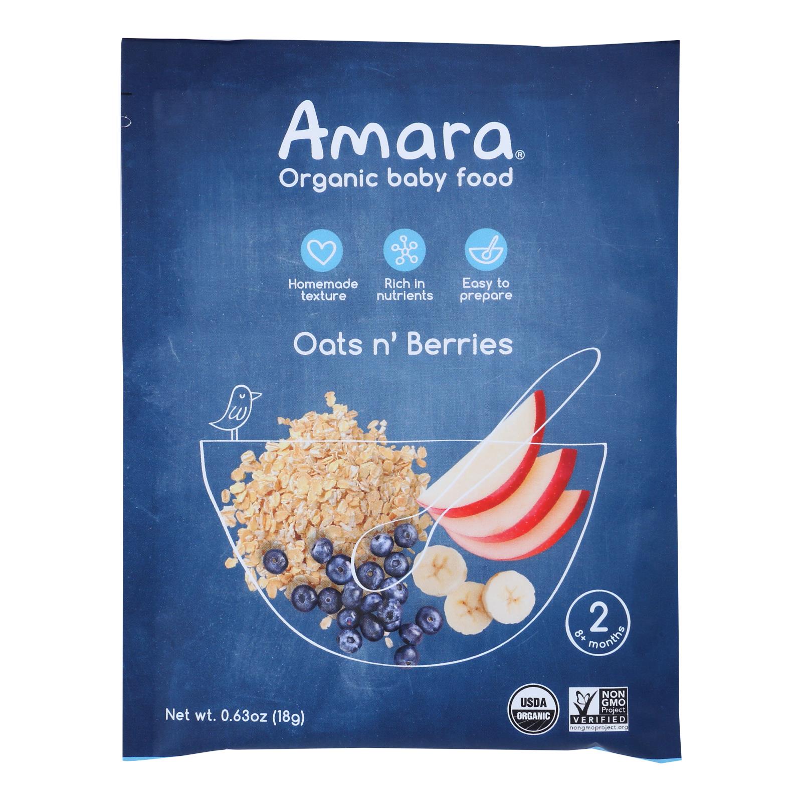 Amara - Baby Food Oats N Berry - 5개 묶음상품 - .63 OZ