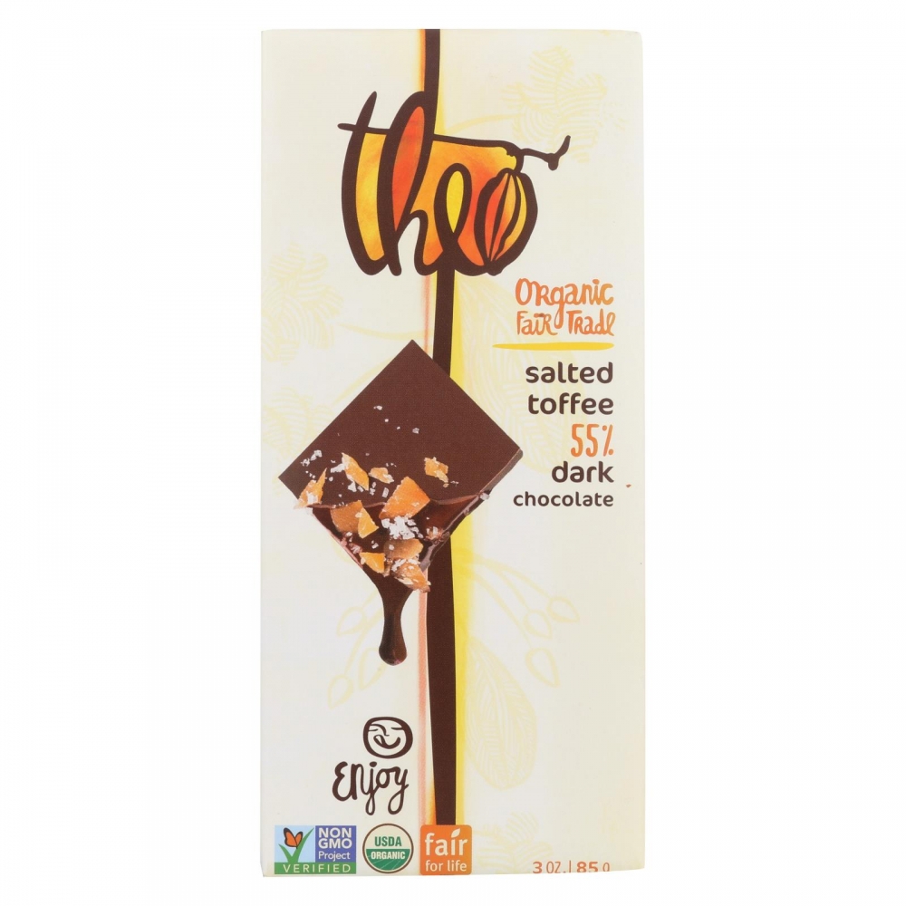 Theo Chocolate Salted Toffee - 55 Percent Dark Chocolate - 12개 묶음상품 - 3 oz.