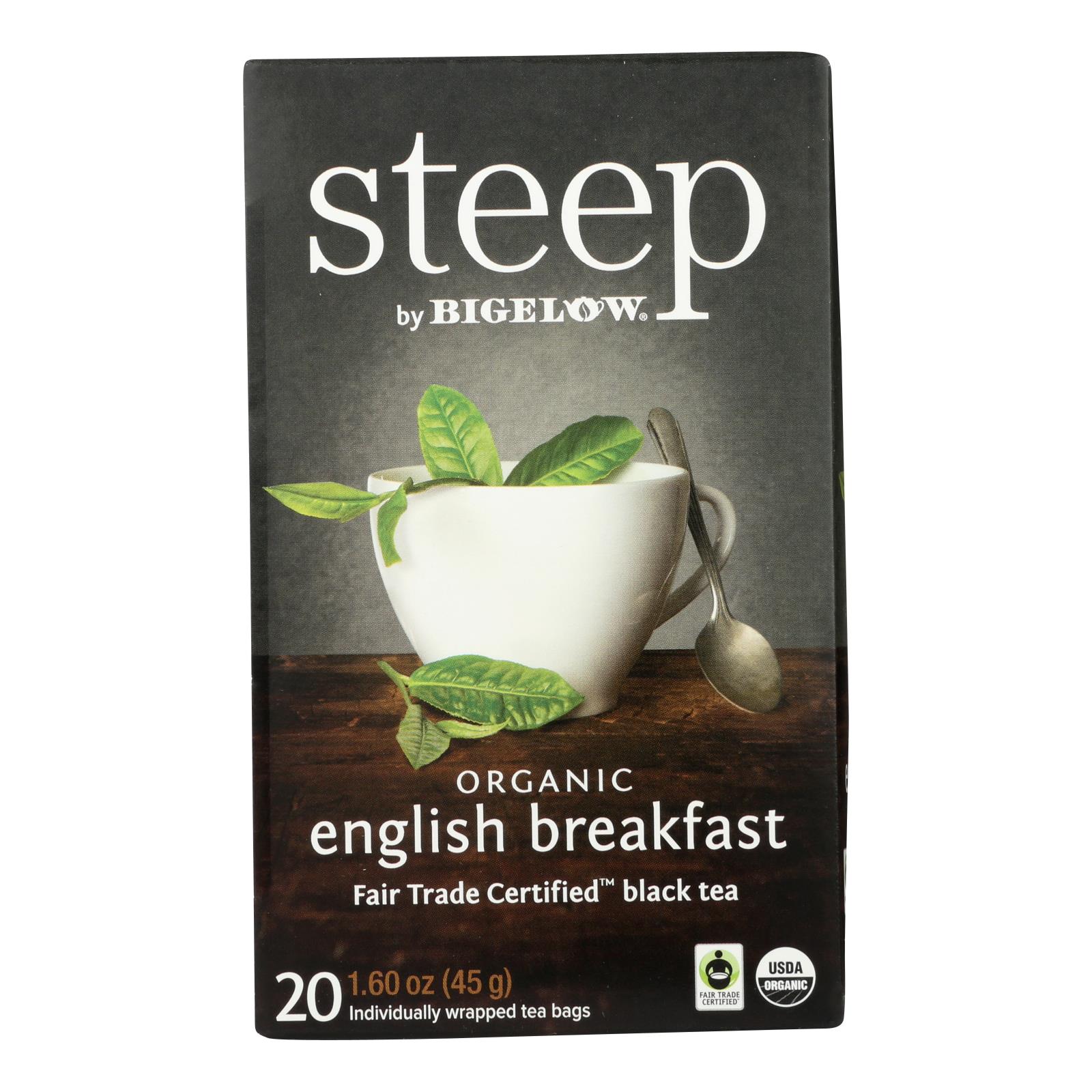 Steep By Bigelow Organic English Breakfast Tea - Case of 6 - 20 BAGS