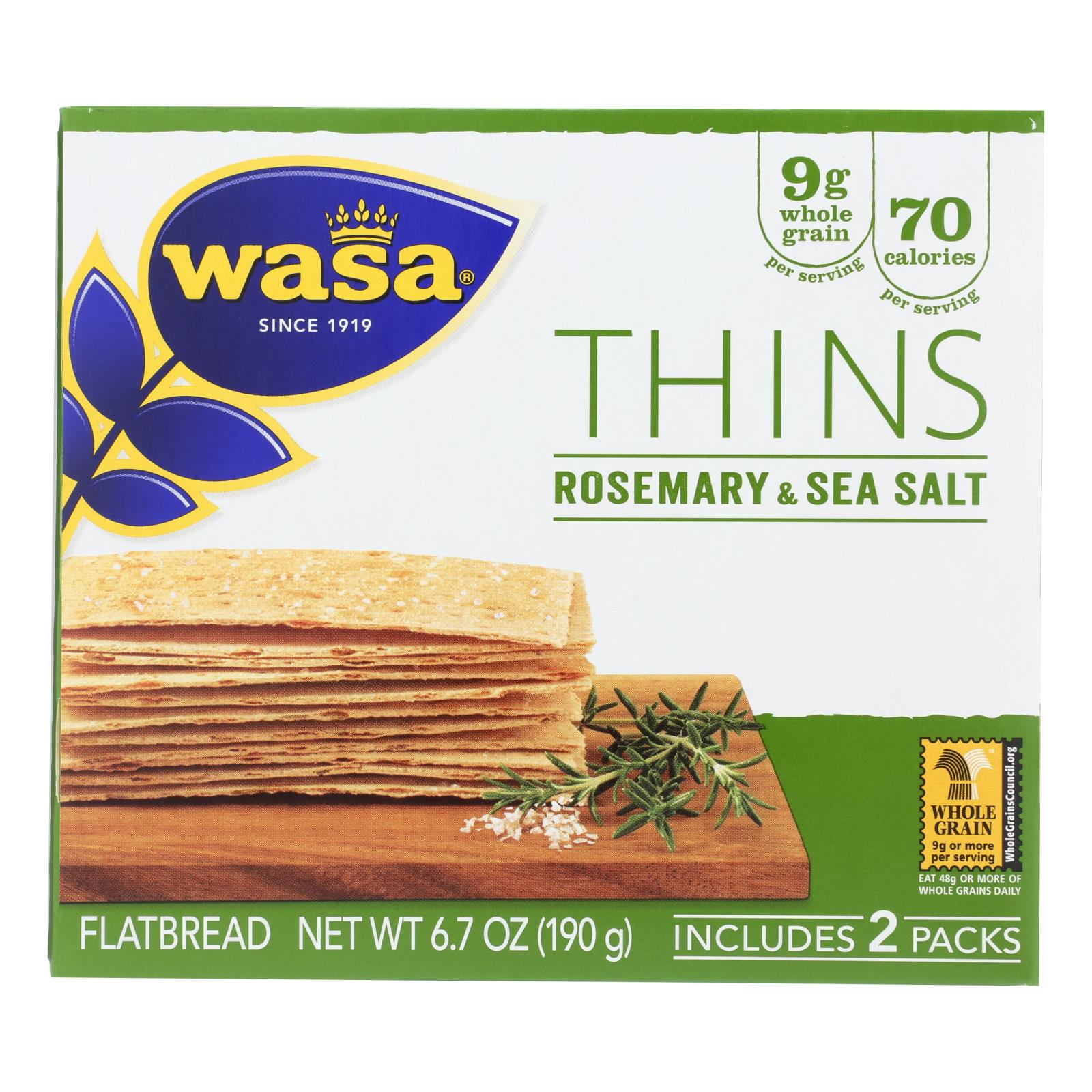 Wasa Rosemary & Salt Flatbread Thins - 10개 묶음상품 - 6.7 OZ