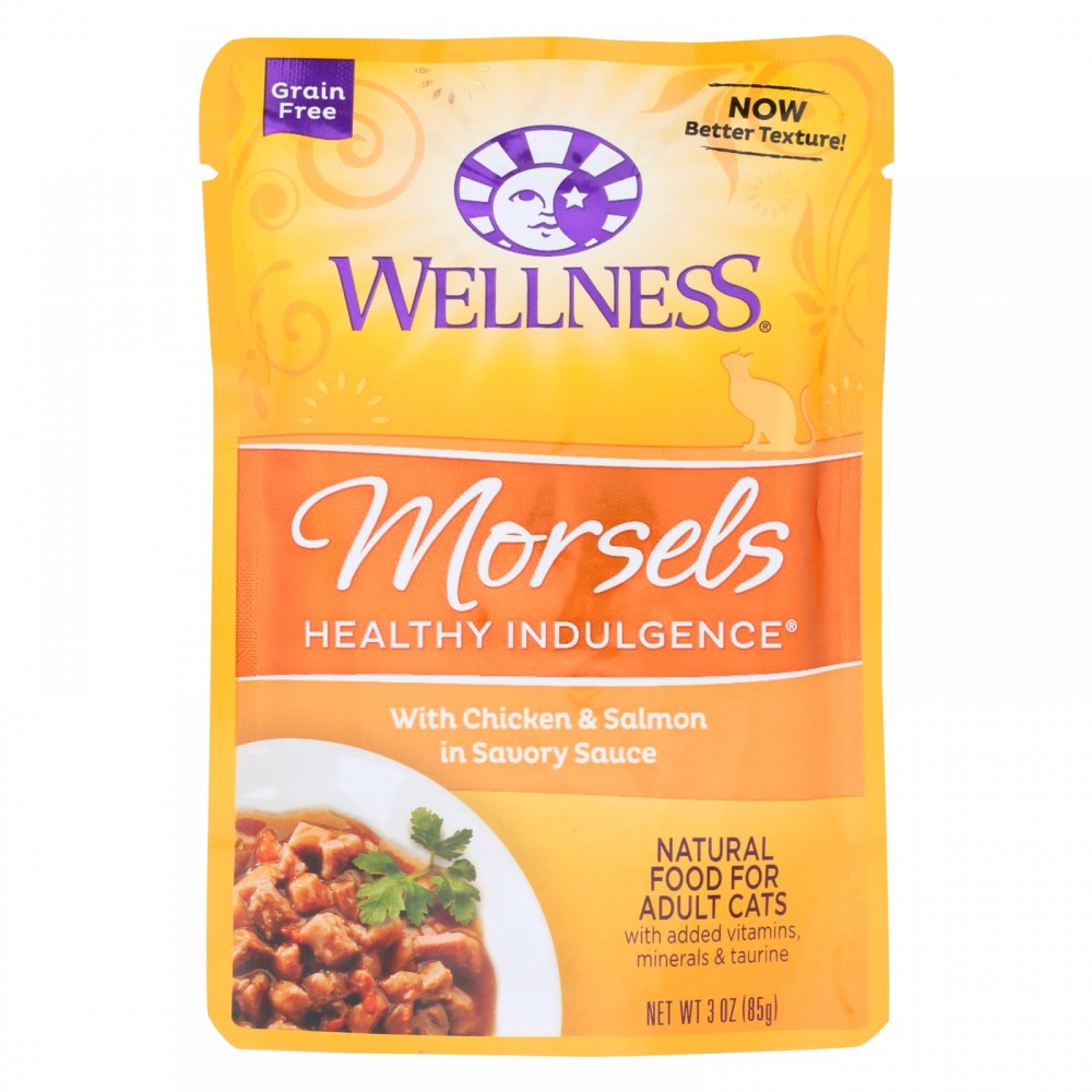 Wellness Pet Products Cat Food - Morsels with Chicken and Salmon In Savory Sauce - 24개 묶음상품 - 3 oz.