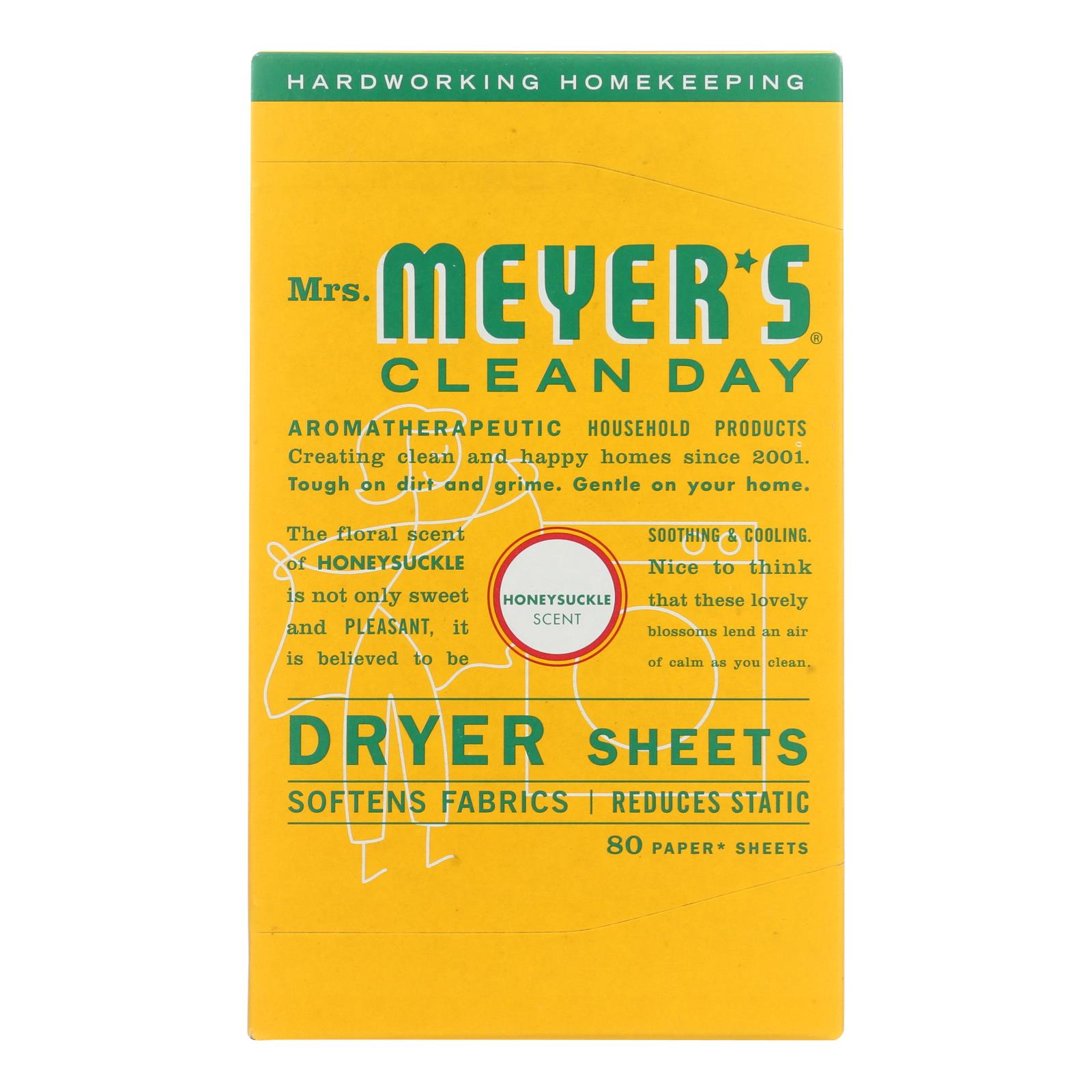 Mrs. Meyer's Clean Day - Dryer Sheets - Honeysuckle - 12개 묶음상품 - 80 sheets
