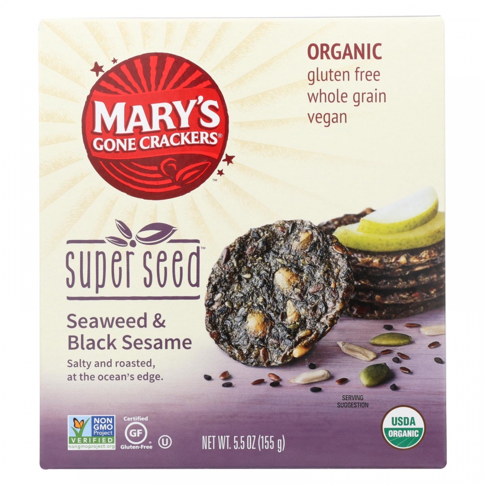 Mary's Gone Crackers Super Seed - Seaweed and Black Seaseem - 6개 묶음상품 - 5.5 oz.