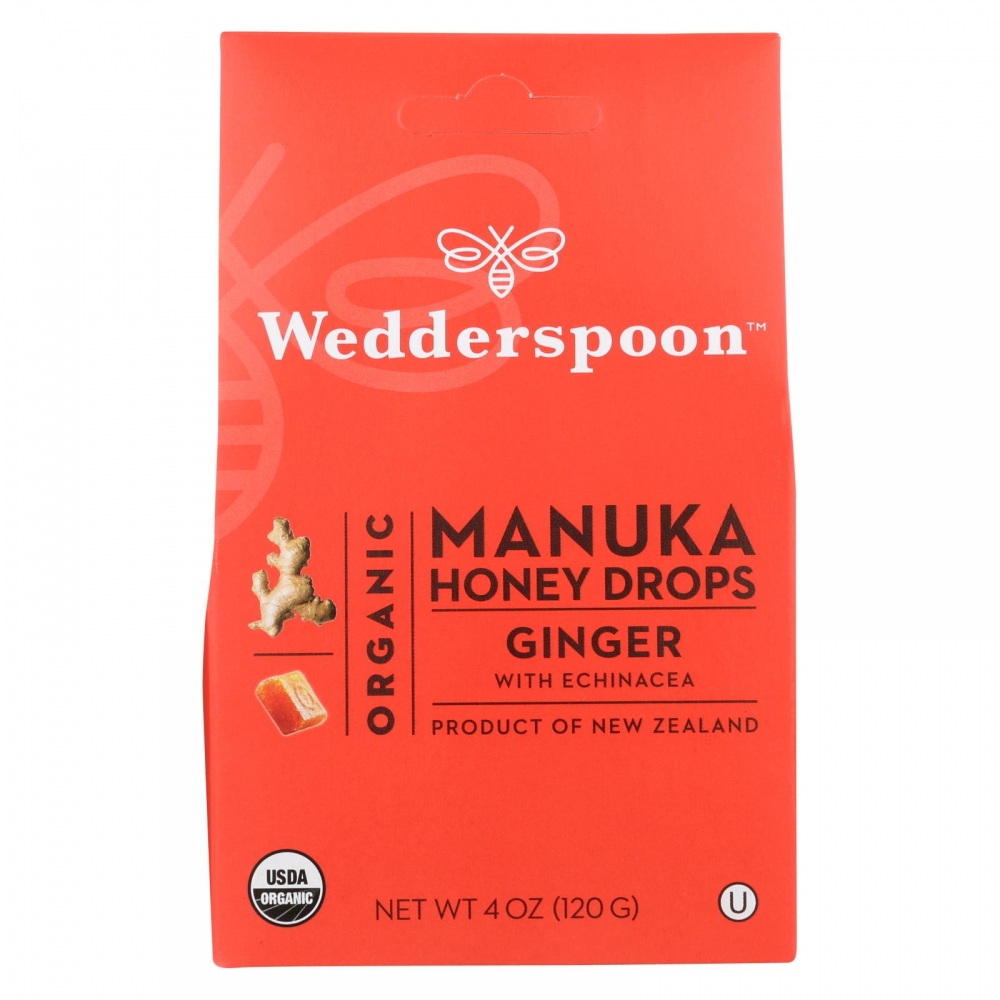 Wedderspoon Drops - Organic - Manuka - 15+ - Ginger - 4 oz