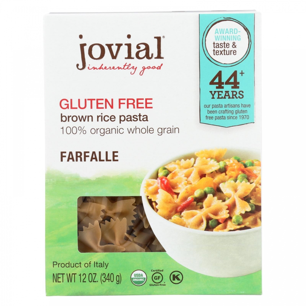 Jovial - Gluten Free Brown Rice Pasta - Farfalle - 12개 묶음상품 - 12 oz.
