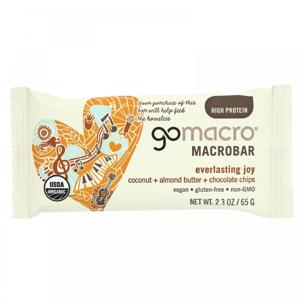 Gomacro Organic Macrobar - Coconut Almond Butter and Chocolate Chips - 12개 묶음상품 - 2.3 oz.