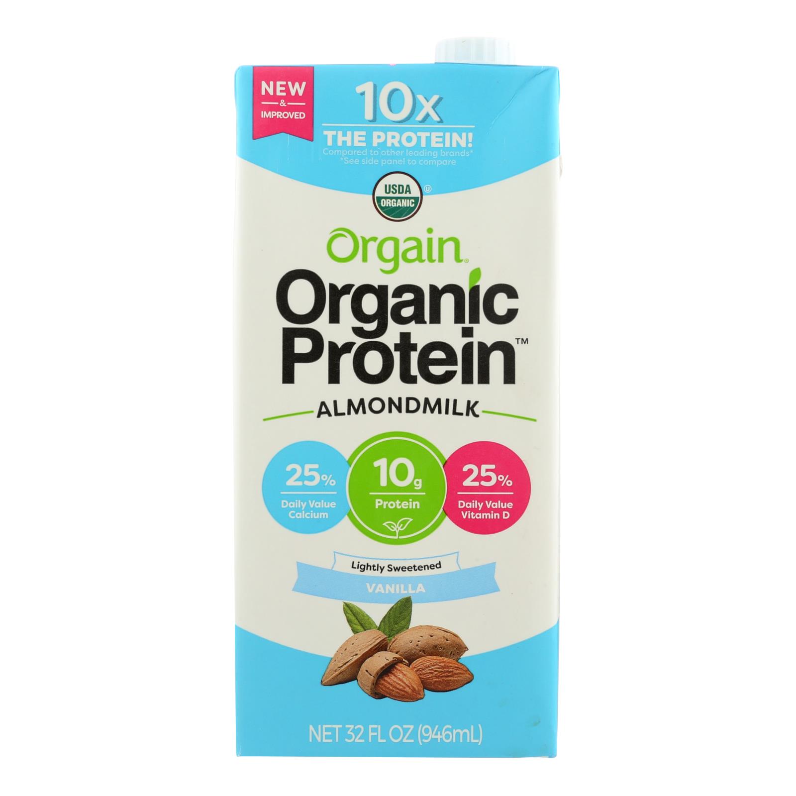 Orgain Organic Protein Almond Milk - Lightly Sweetened Vanilla - 6개 묶음상품 - 32 FZ