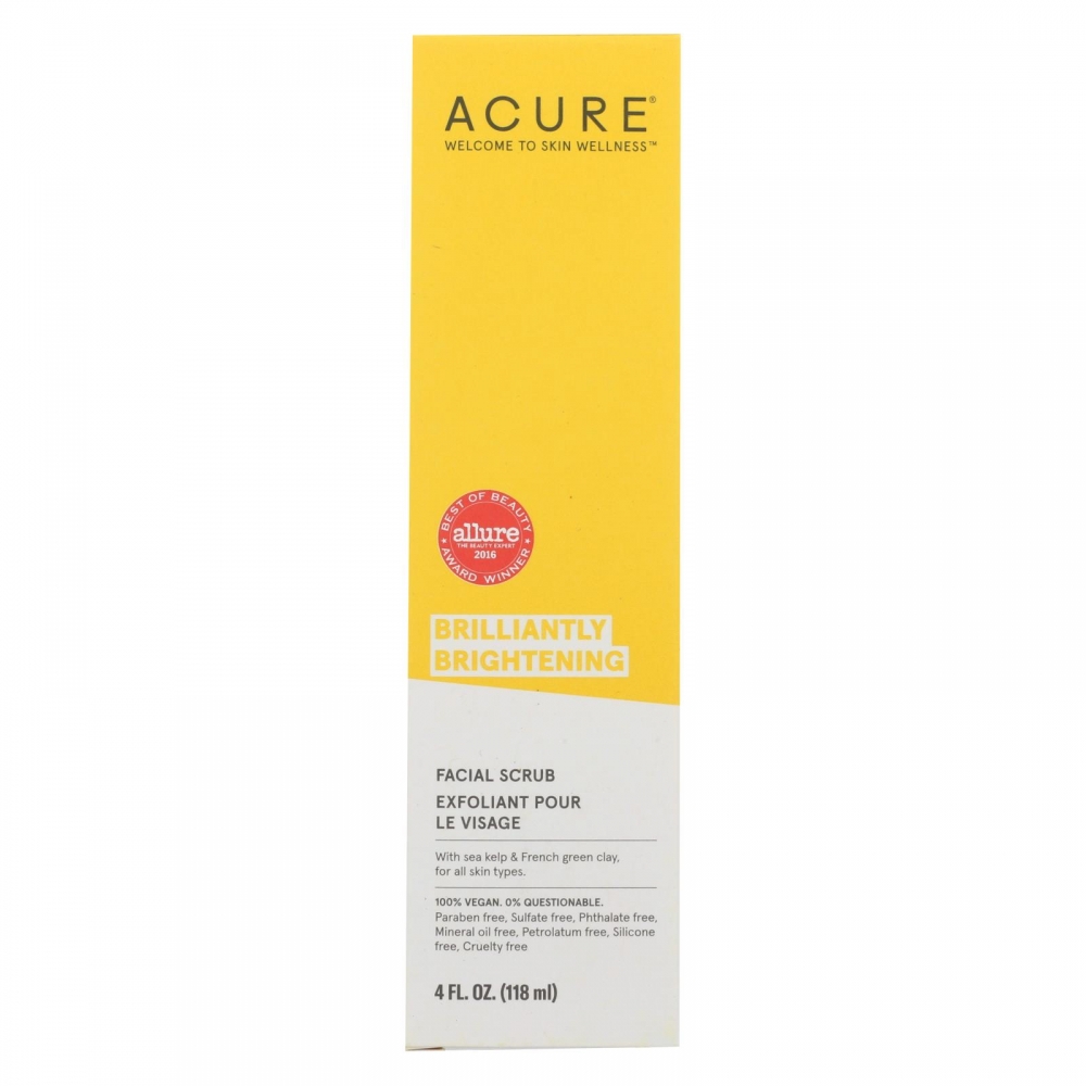 Acure - Brightening Facial Scrub - Argan Extract and Chlorella - 4 FL oz.