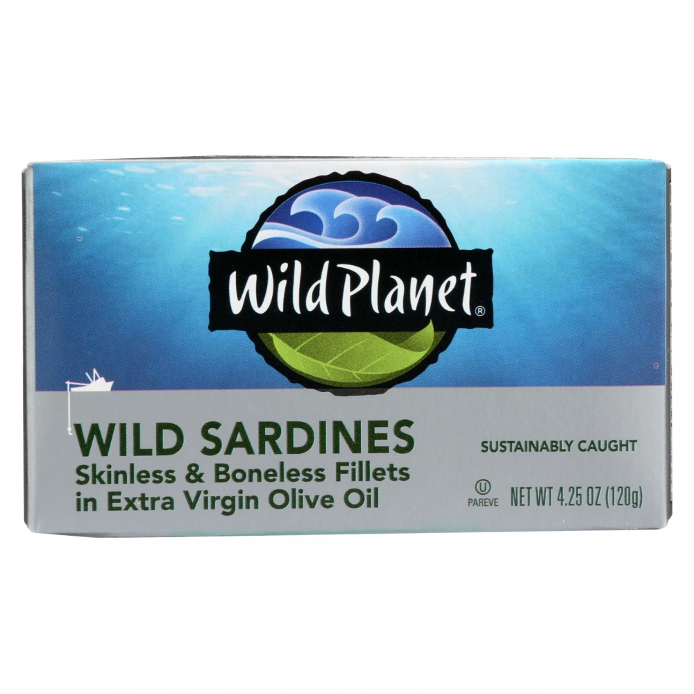 Wild Planet Wild Sardines - Skinless Boneless Fillets in Olive Oil - 12개 묶음상품 - 4.25 oz