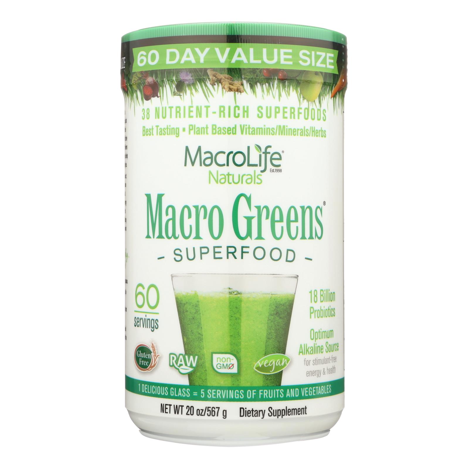 Macrolife Naturals - Macro Greens - 1 Each - 20 OZ