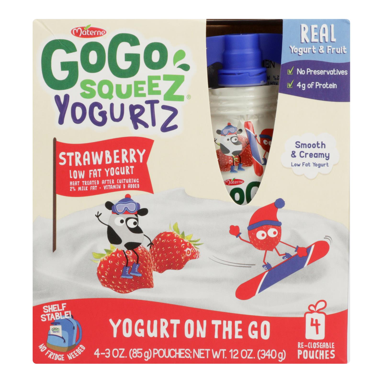 Gogo Squeez Low Fat Yogurt - 12개 묶음상품 - 4/3 OZ