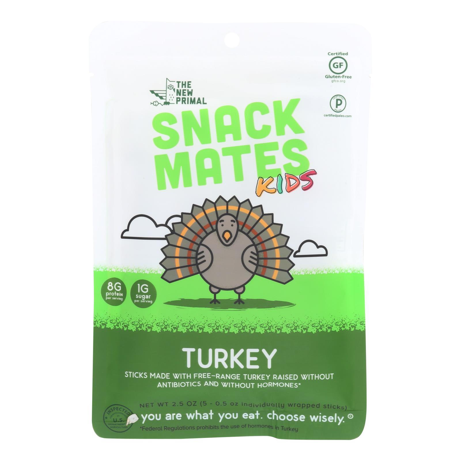 The New Primal Snack Mates Turkey Sticks - 8개 묶음상품 - 2.5 OZ