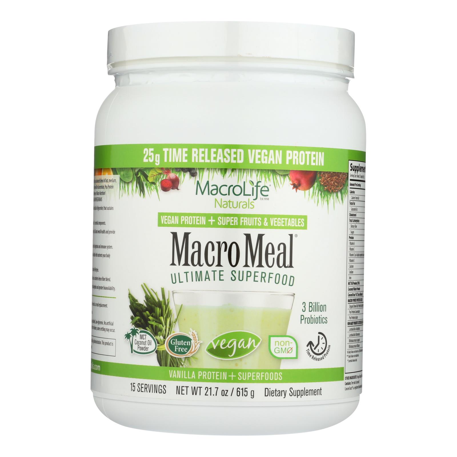 Macrolife Naturals Macromeal Vegan Vanilla - 1 Each - 21.7 OZ