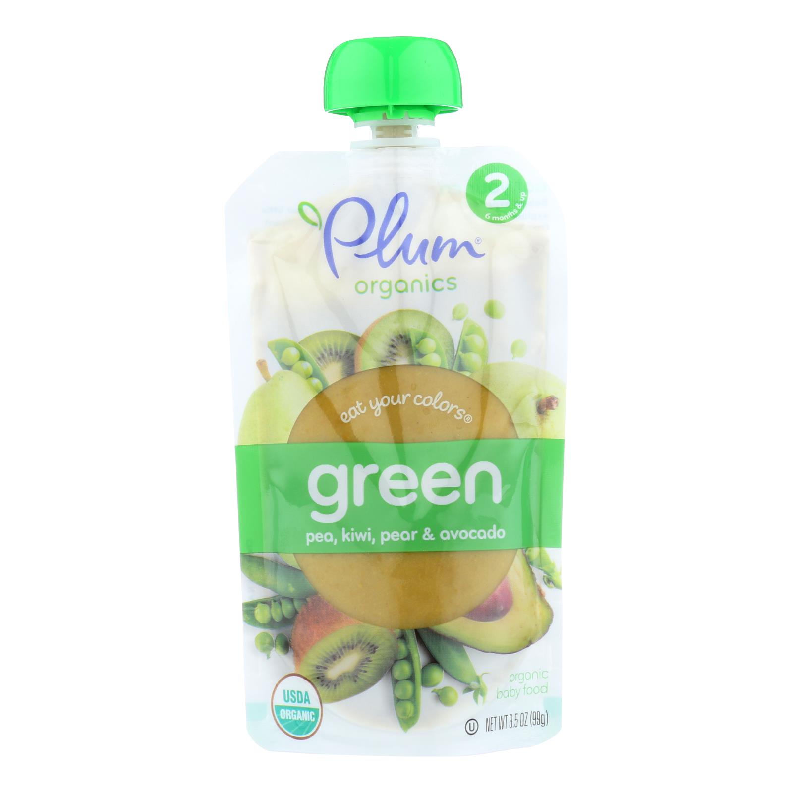 Plum Organics Green Pea, Kiwi, Pear And Avocado Baby Food - Case of 6 - 3.5 OZ