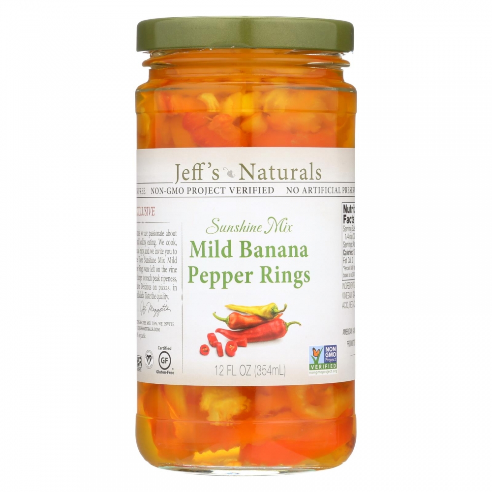 Jeff's Natural Banana Pepper - Mild - Sliced - 6개 묶음상품 - 12 fl oz