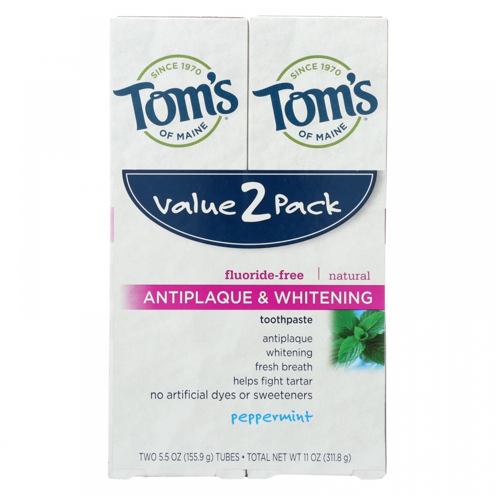Tom's of Maine Toothpaste - Anti Plaque - White - 3개 묶음상품 - 2 count