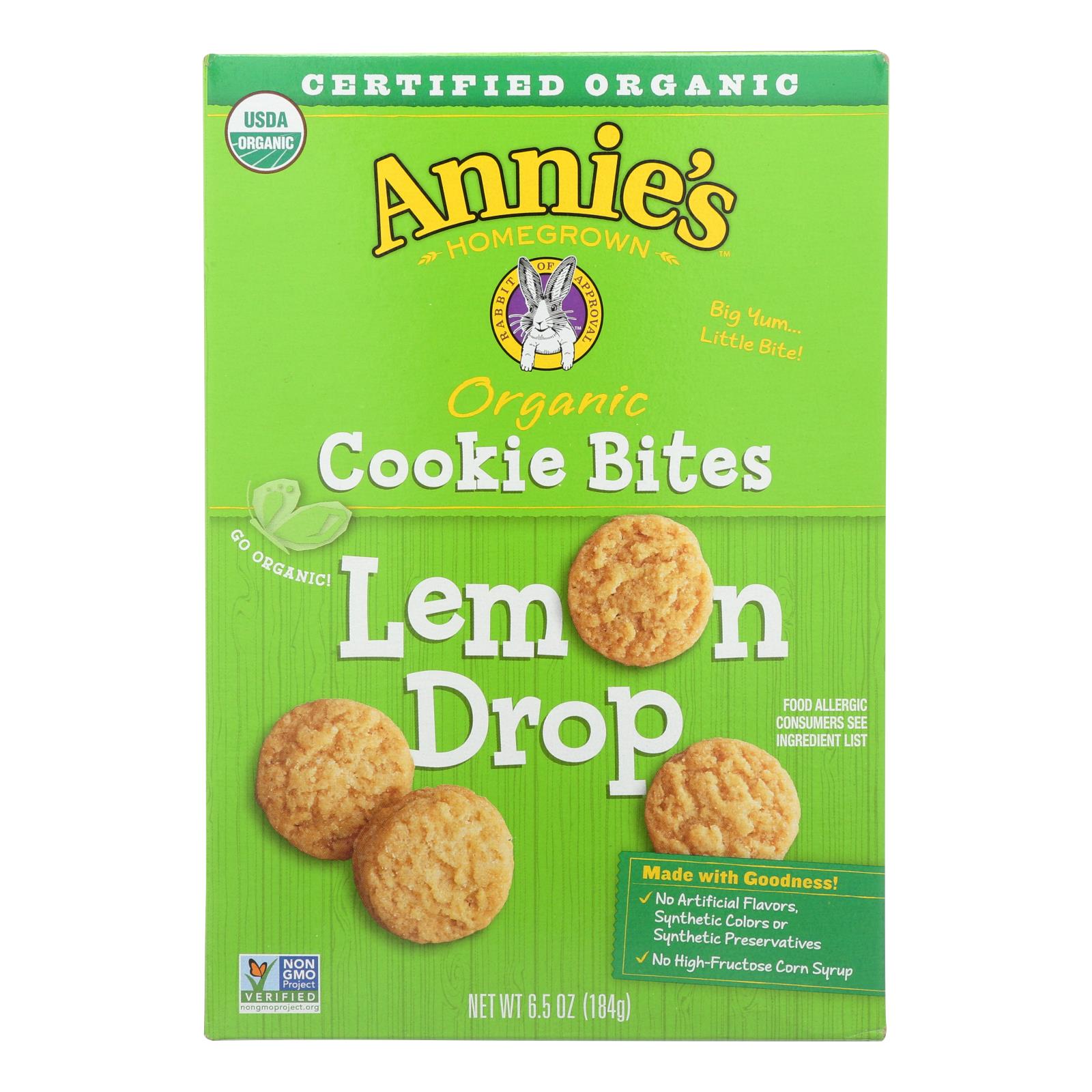 Annie's Homegrown Organic Cookie Bites, Lemon Drop - 12개 묶음상품 - 6.5 OZ