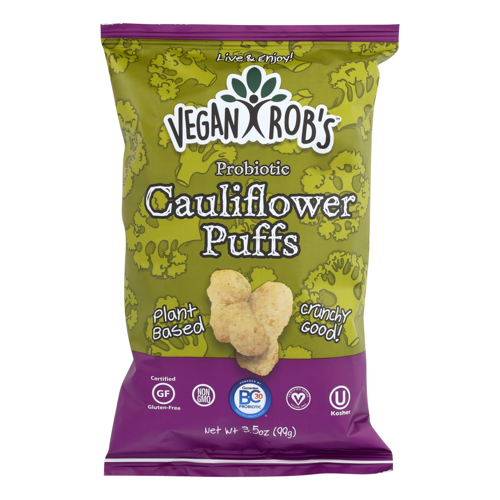 Vegan Rob's Probiotic Cauliflower Puffs - 12개 묶음상품 - 3.5 OZ