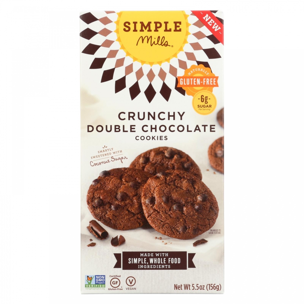 Simple Mills Cookies - Crunchy Double Chocolate - 6개 묶음상품 - 5.5 oz