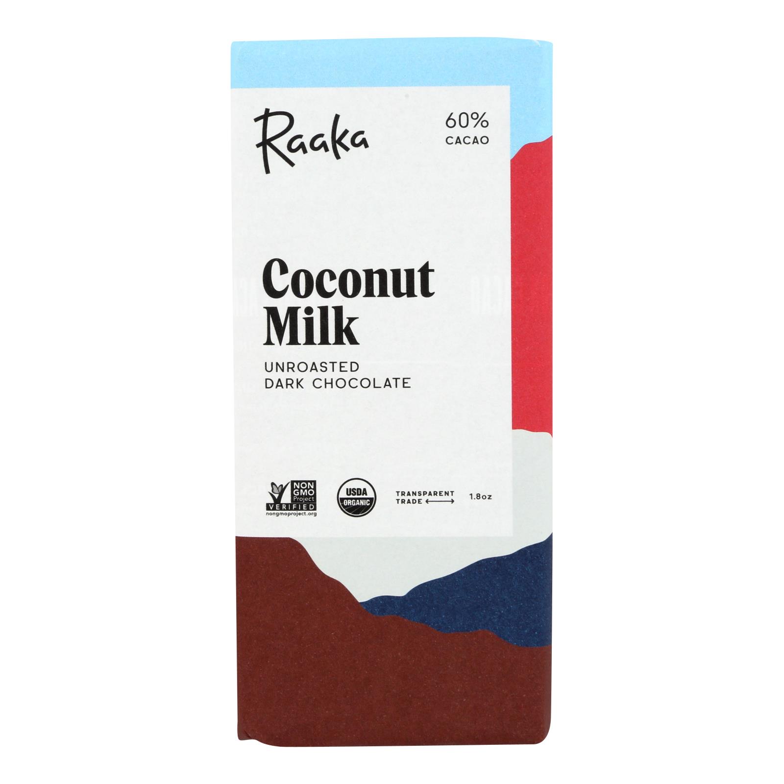 Raaka's Coconut Milk Chocolate Bar - 12개 묶음상품 - 1.8 OZ