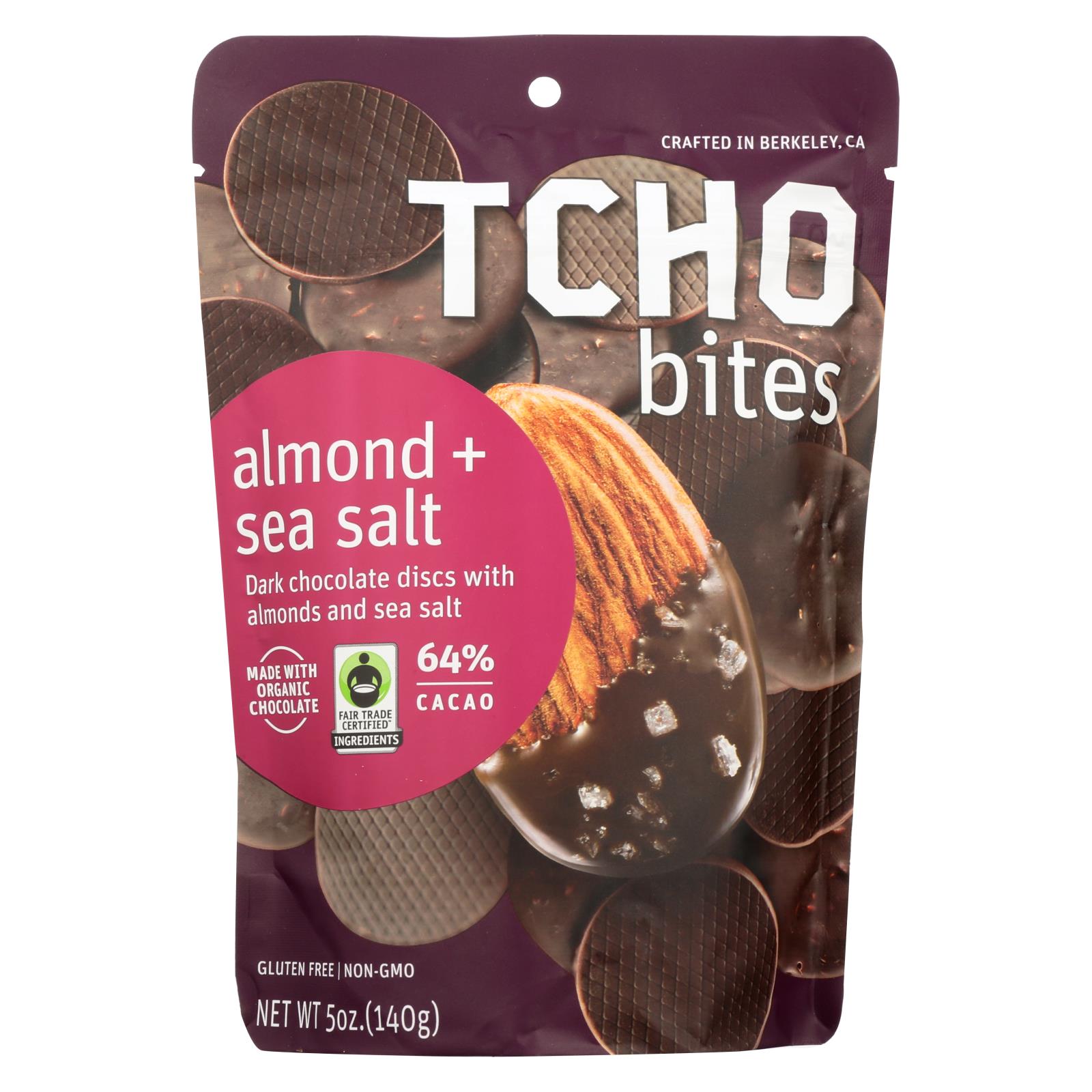 Tcho Chocolate Almond And Sea Salt Bites - Case of 12 - 5 OZ