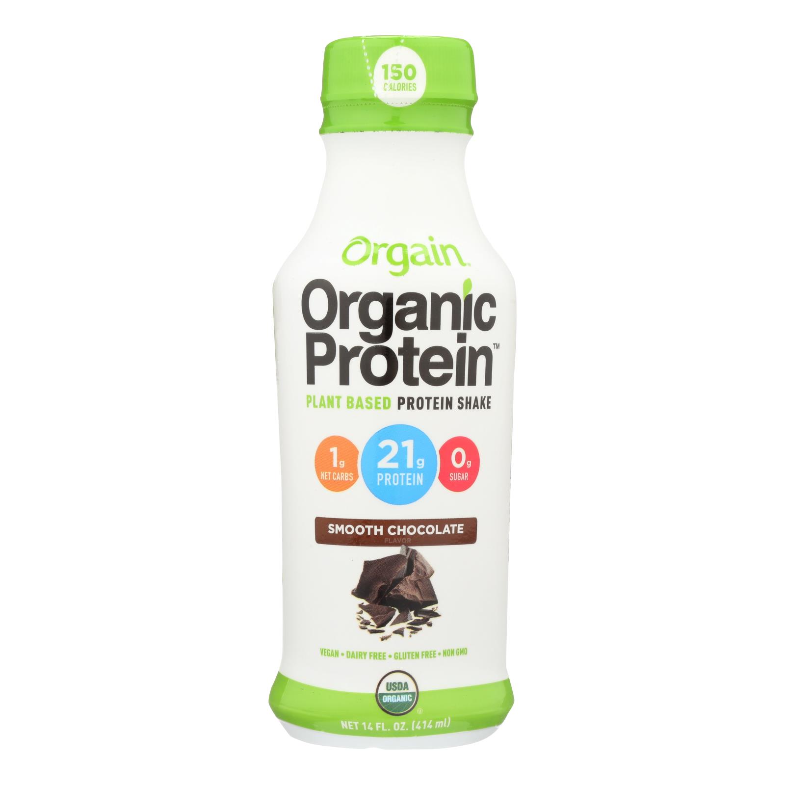 Orgain Smooth Chocolate Plant Based Protein Shake - 12개 묶음상품 - 14 FZ