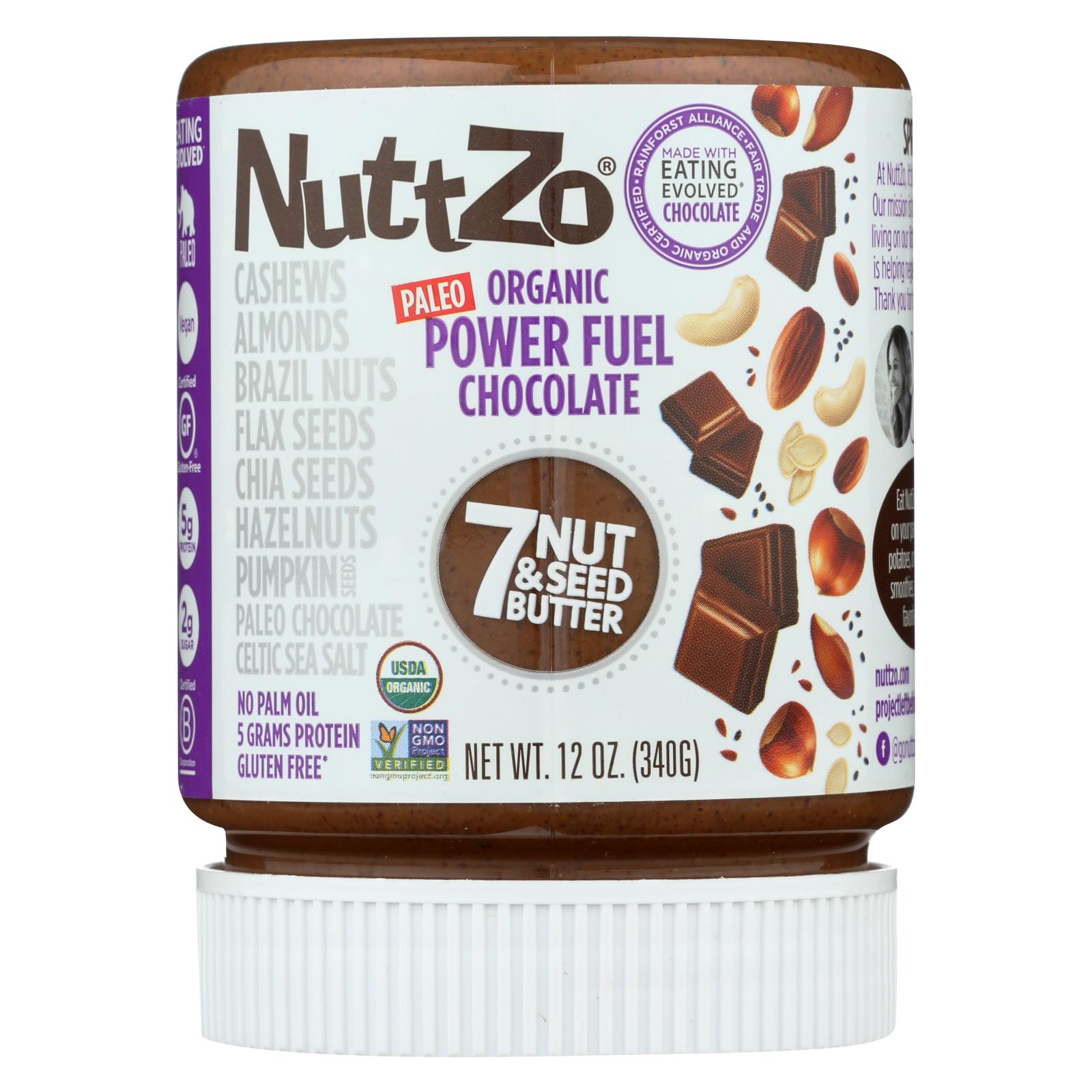Nuttzo Seven Nut & Seed Butter Power Fuel Chocolate - Case of 6 - 12 OZ