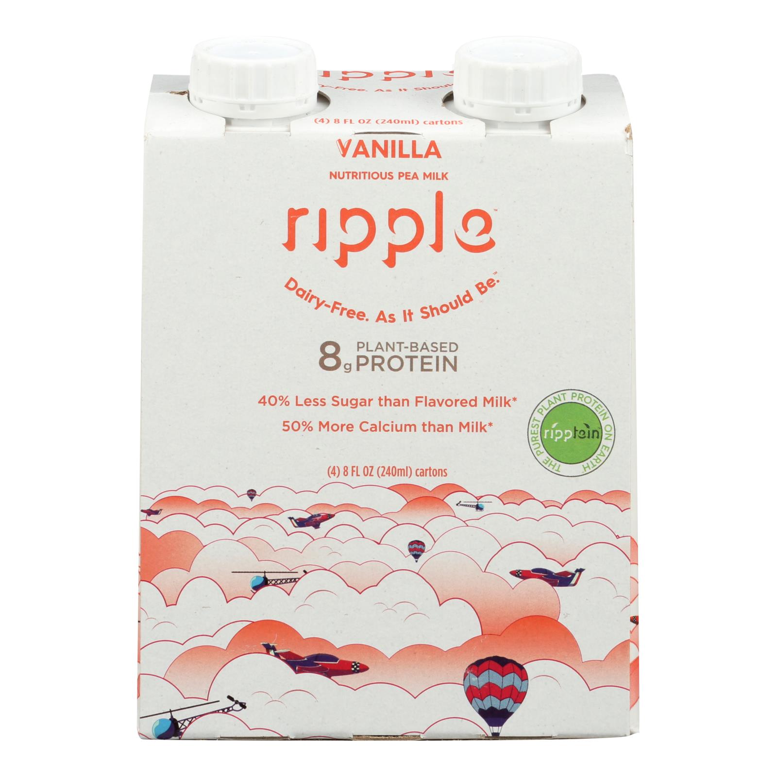 Ripple Foods Ripple Aseptic Vanilla Plant Based With Pea Protein - 4개 묶음상품 - 4/8 FZ