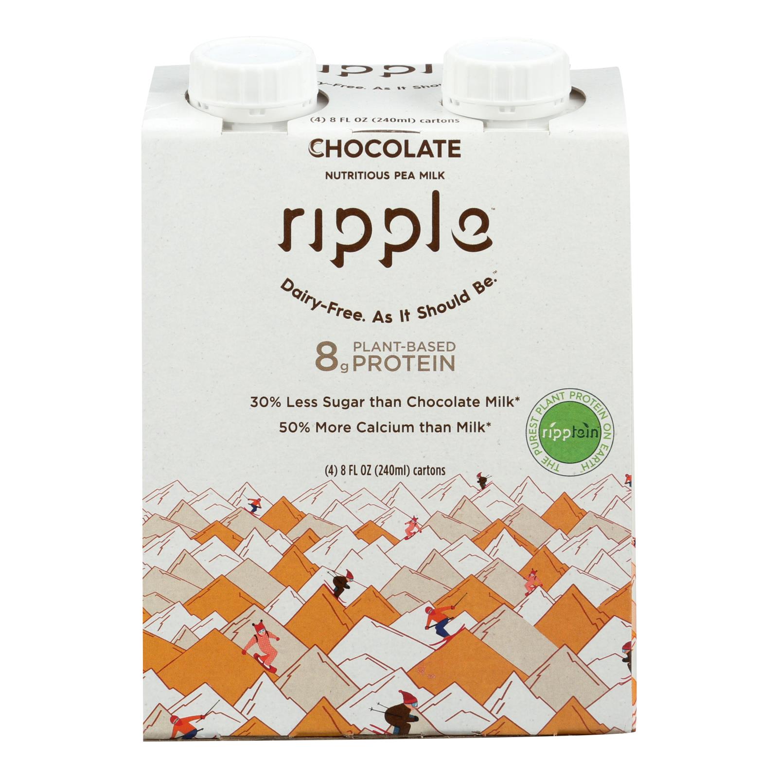 Ripple Foods Ripple Aseptic Chocolate Plant Based With Pea Protein - 4개 묶음상품 - 4/8 FZ